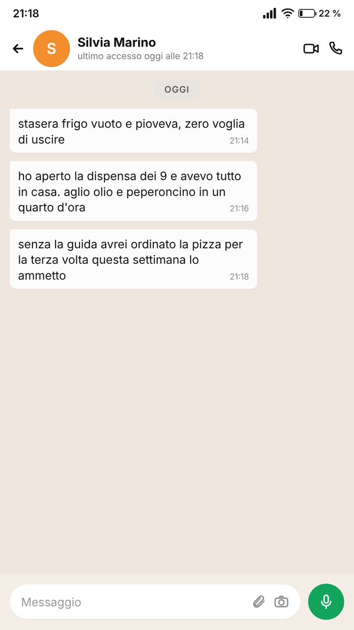 Messaggio sulla dispensa dei 9
